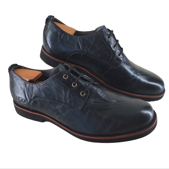 UGG Klayton Black Leather Oxford Shoes Mens 10.5 Business Casual 1002386